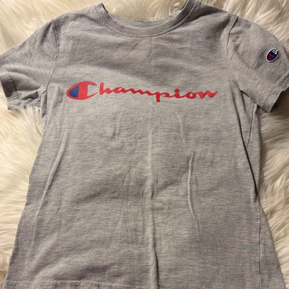 Champion Kids Gray T-Shirt with Red Logo